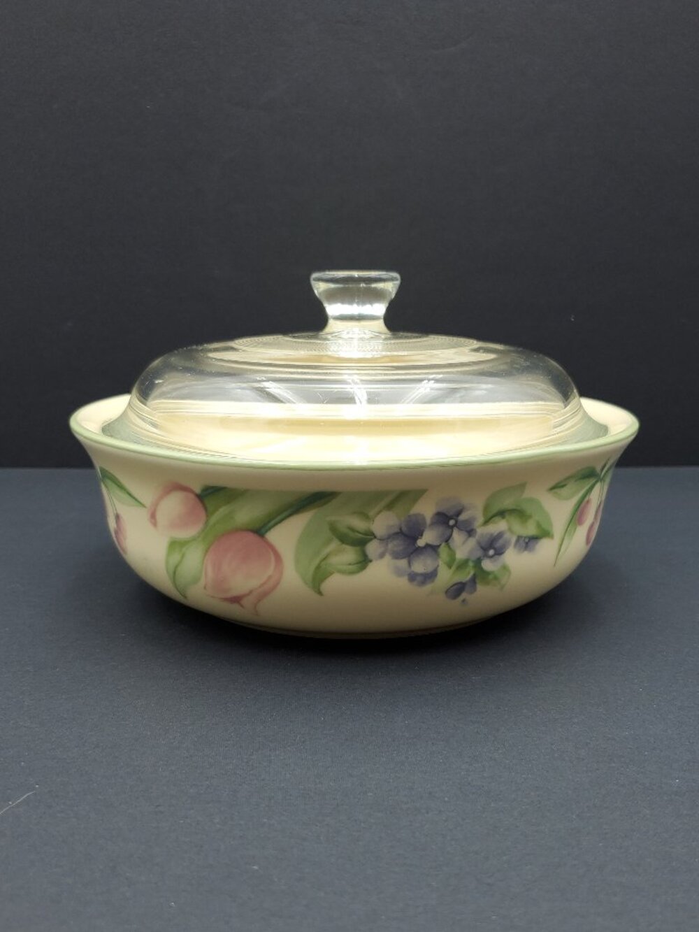 Pfaltzgraff Garden Party 1.5 Qt Casserole & Glass Lid Floral Baking Serving Dish